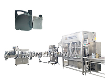 6头5L润滑油机油灌装机，搓盖机配提升机，双面贴标机线